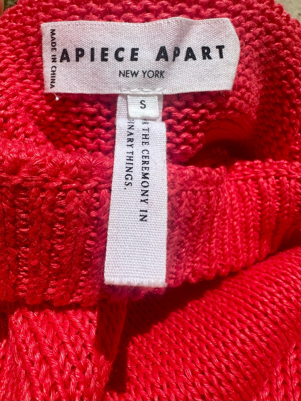 NWOT 100% Linen APIECE APART Helmi Crewneck Knit Coral Red Sweater, Small - Picture 11 of 16